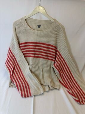 Aerie Oversized Extra Large Ribbed Long Bell Sleeve crewneck Sweater